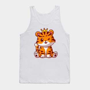 Cute King Cat Sitting Cartoon Tank Top